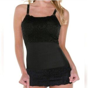 Shapeez Tankee Lacee Lace Shapewear Underwire Smoothing Tank Top Medium D Cup